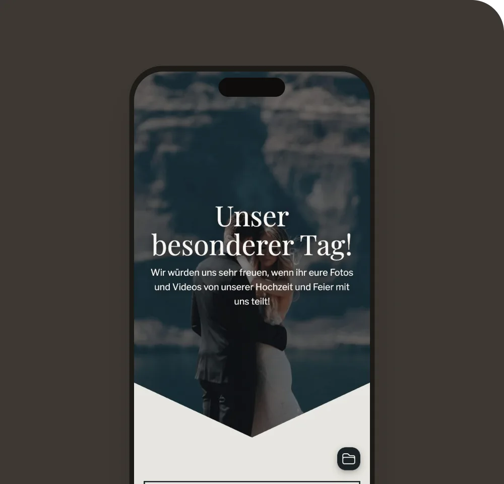 Gästegalerie im Design „Tintenhochzeit“ auf dem Handy