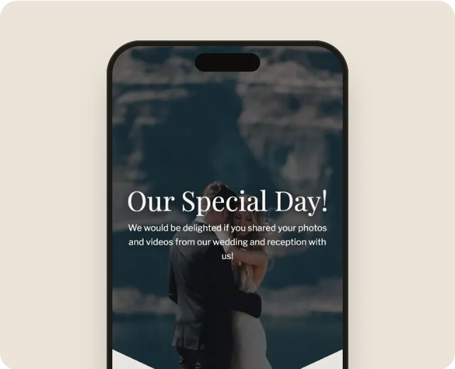 Choosing the “Ink Wedding” gallery template on a phone.