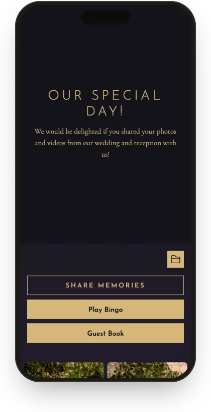 Guest gallery in the Black & Champagne template