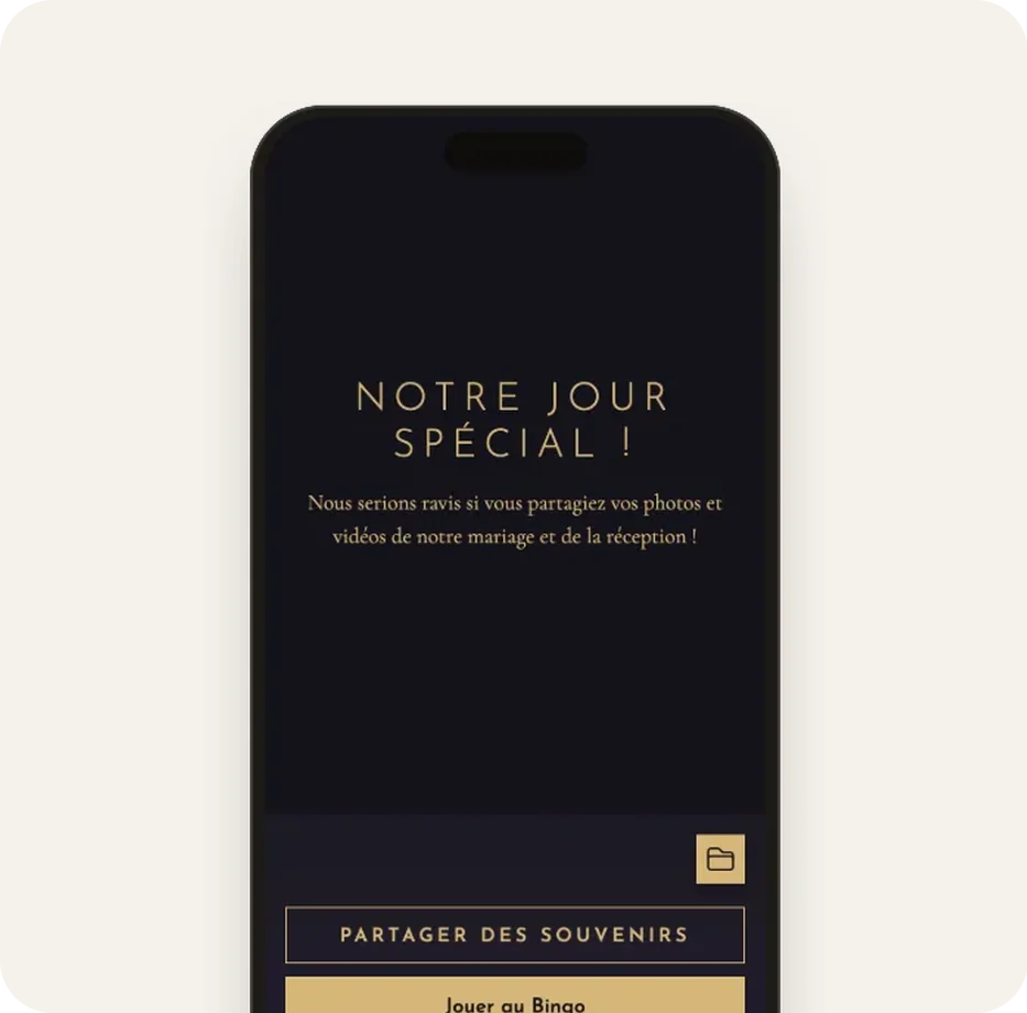 Galerie des invités avec le modèle Noir et champagne