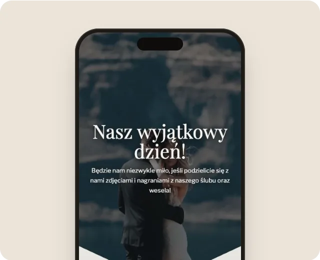 Wybór szablonu galerii „Wesele atramentowe” na telefonie.