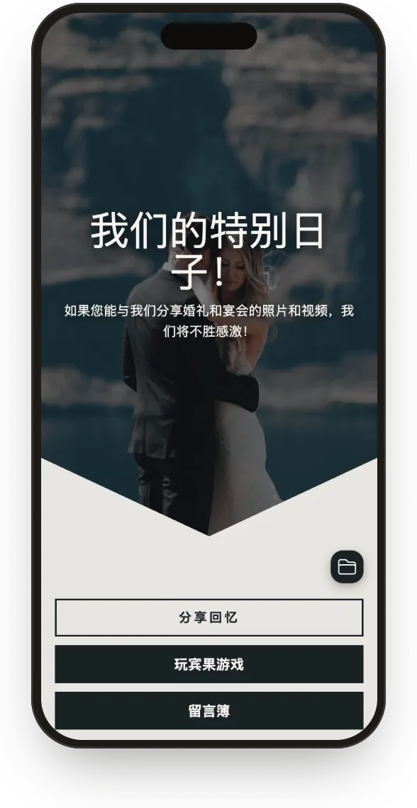 相册：以网格排列的宾客照片。